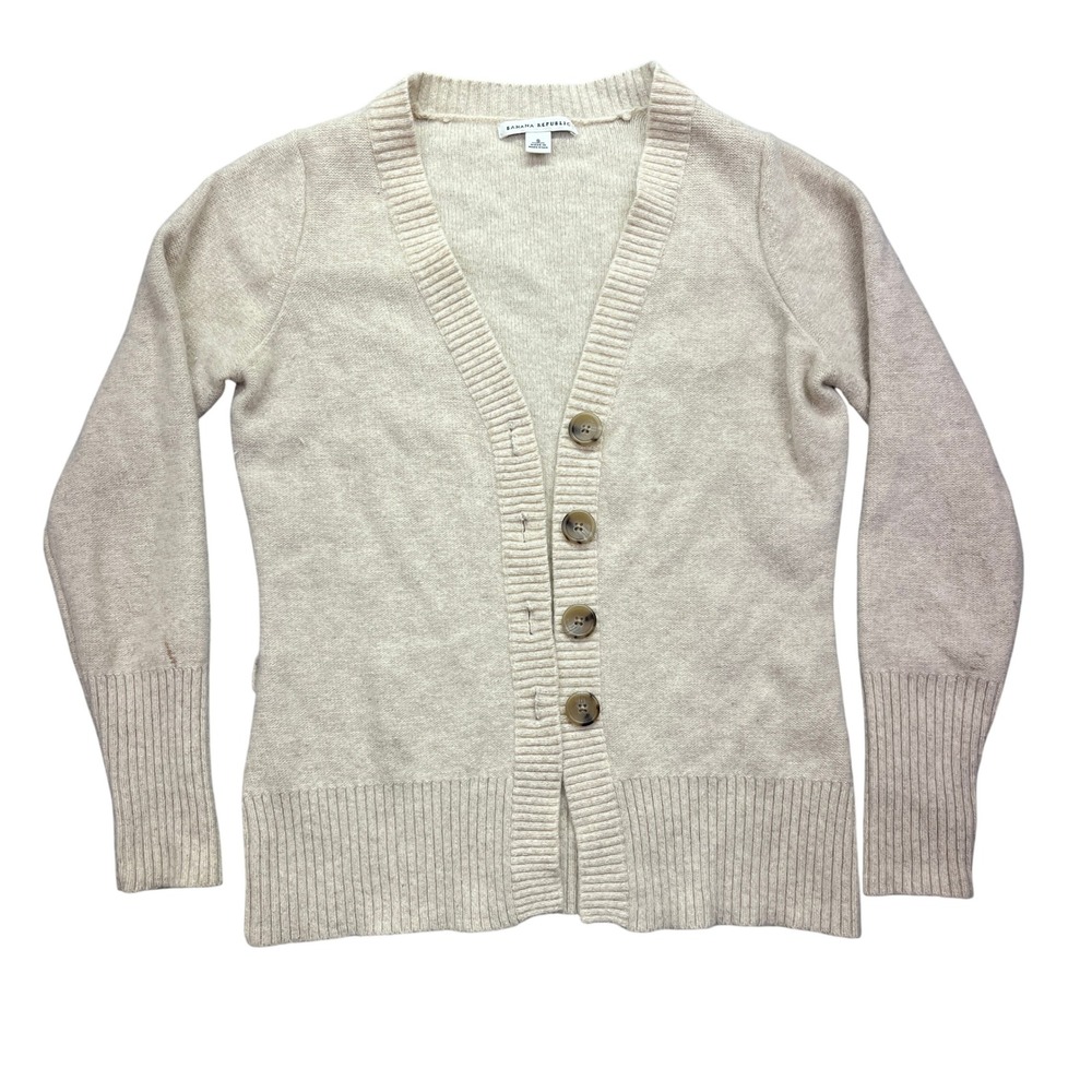 Banana‎ Republic Wool Angora Rabbit Hair Blend Cardigan Sweater Neutral Button S